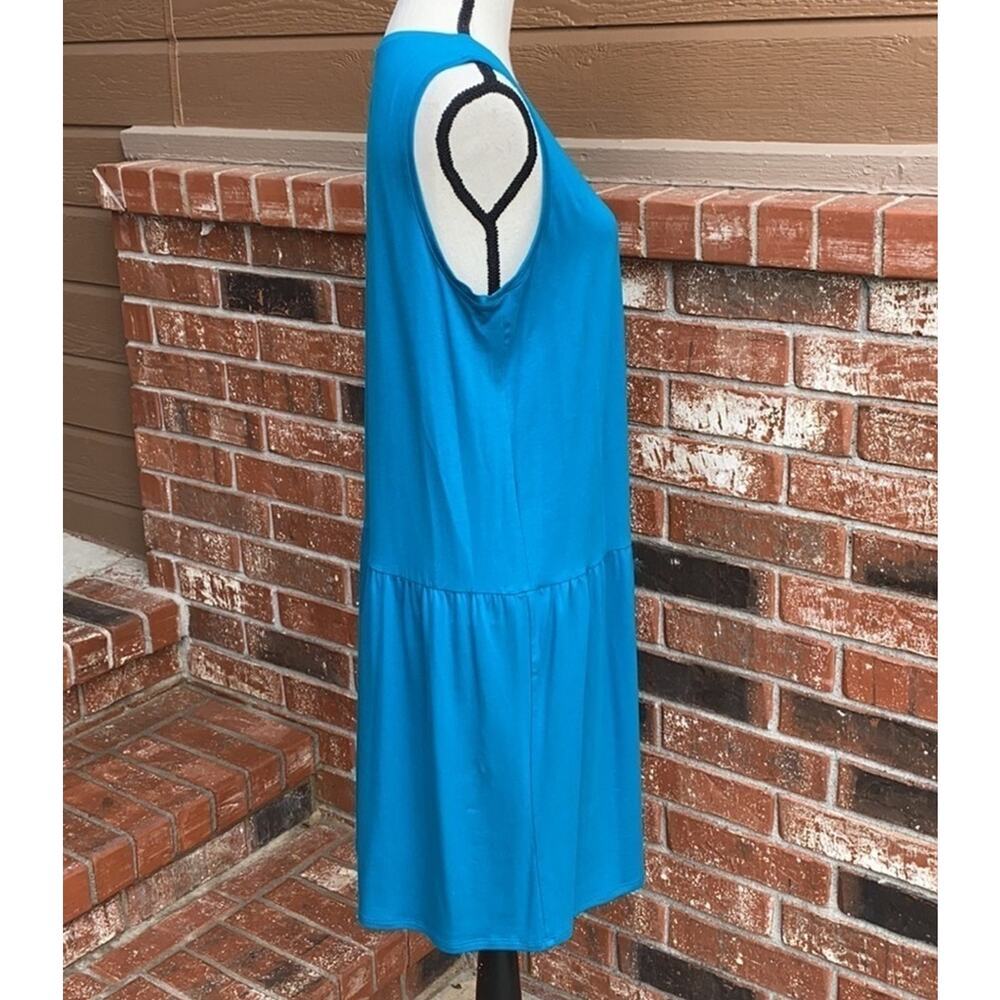 Eileen Fisher NWT Drop Waist Dress M Jasper Blue Teal Tencel Jersey Quiet Luxury - Picture 4 of 8
